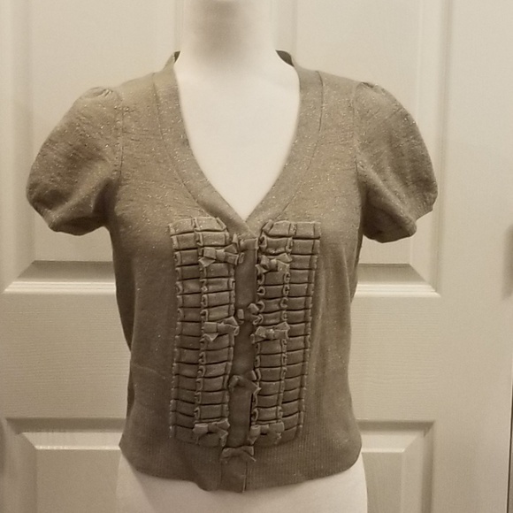 Anthropologie Sweaters - Anthropologie Moth Metallic Silver Cardigan